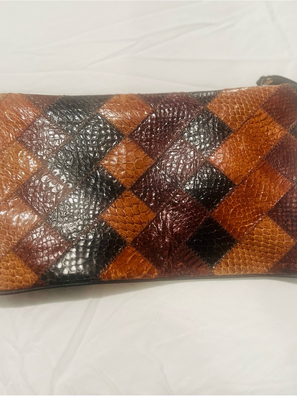 Women’s Patchwork Leather Clutch - Brown & Black